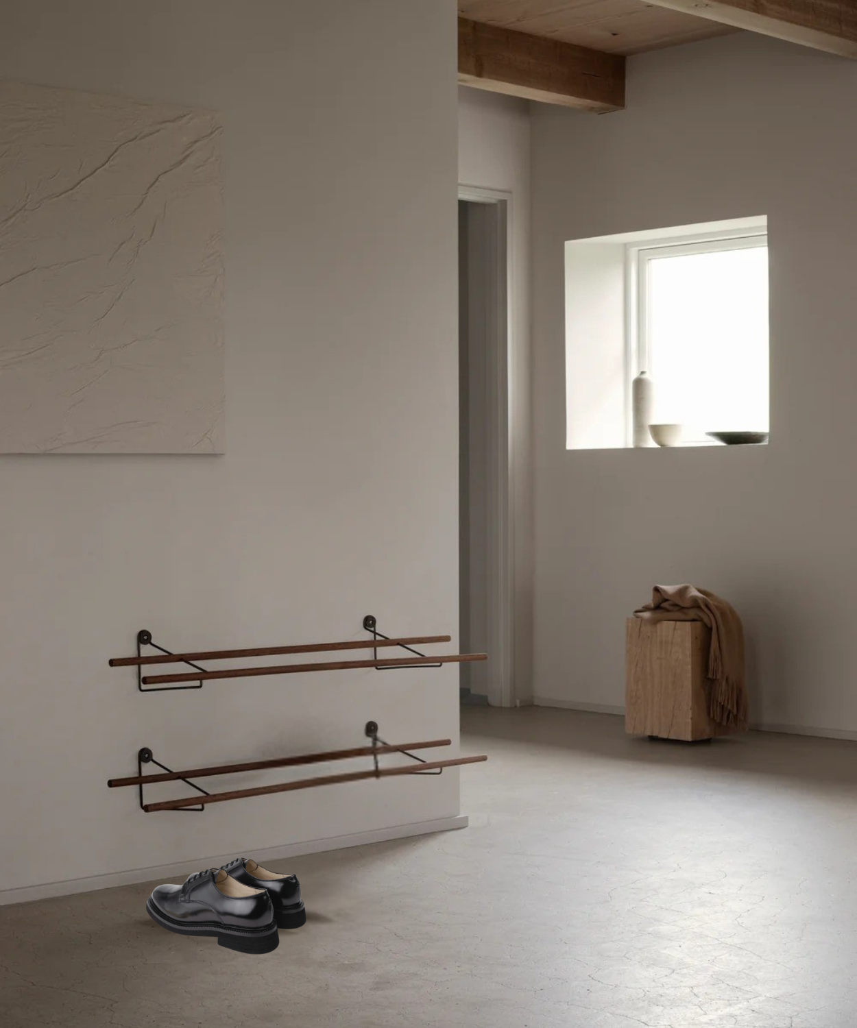 Shoe Rack - Oak & Black Steel - WeDoWood