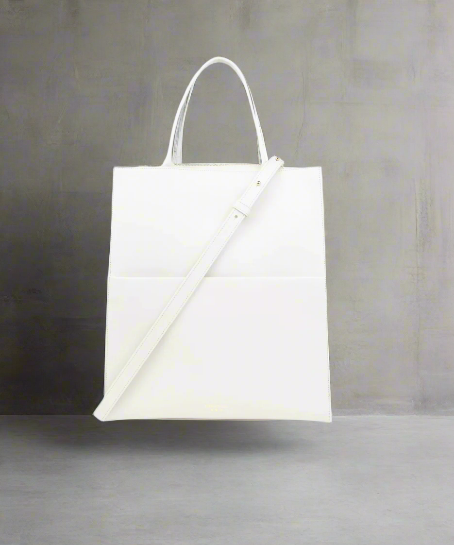 White tote bag on a gray background