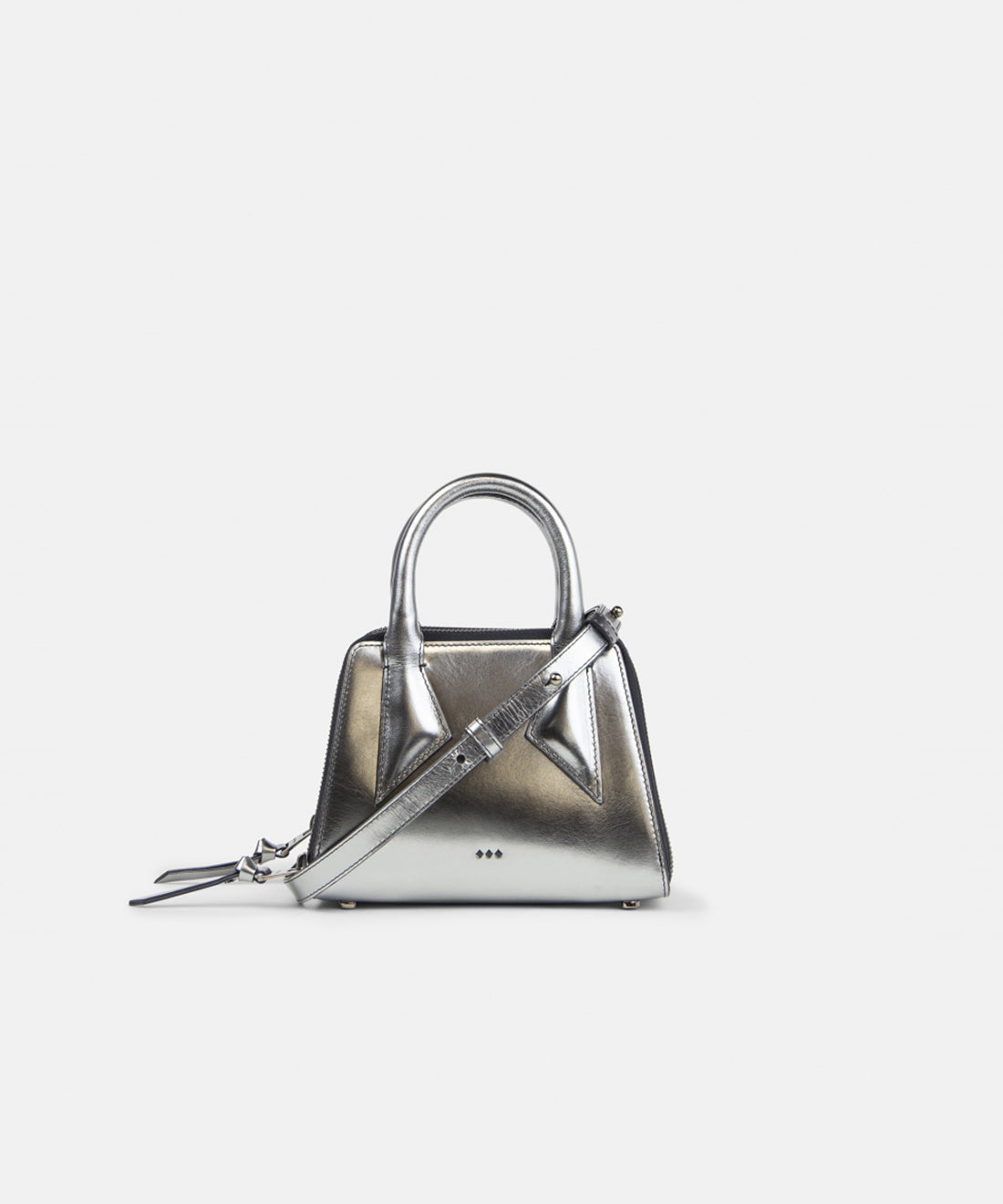 Trapeze Mirror Miniature Bag | Shiny Gun metal