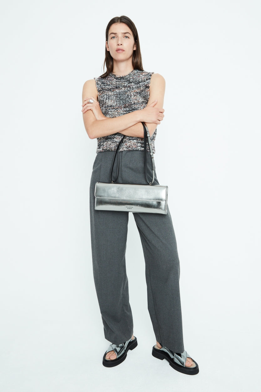 Funqi Mirror Crossbody Bag | Shiny Gun metal