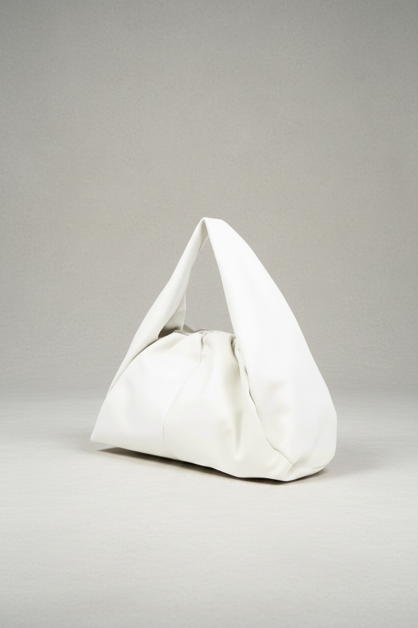 White handbag on a Gray background
